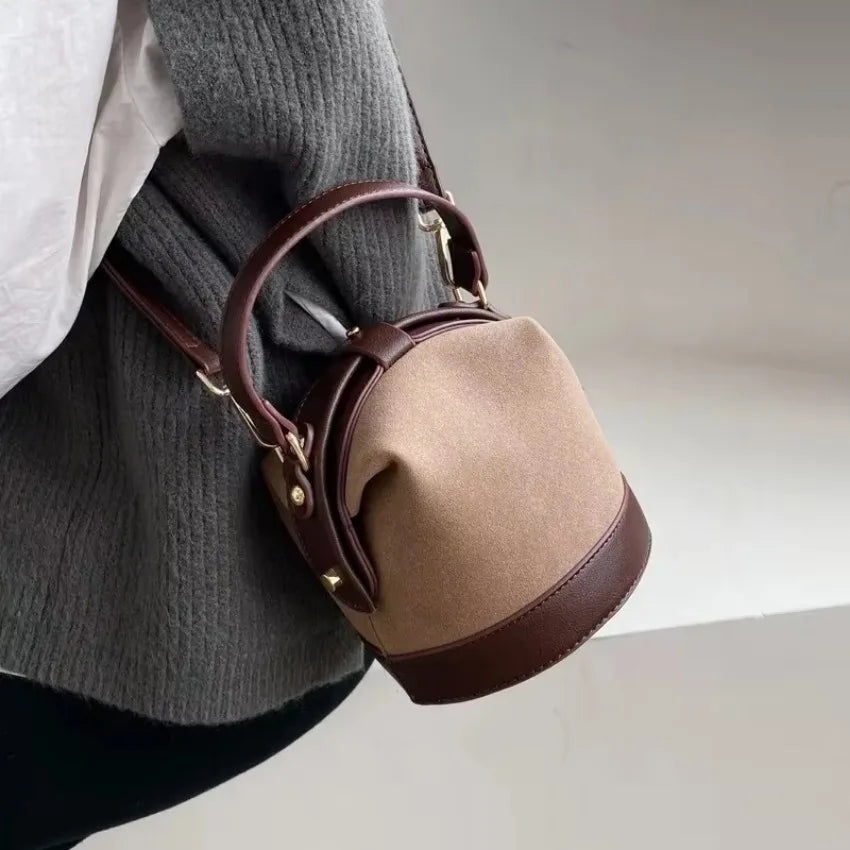 Korean Shoulder Bucket Bag Simple Crossbody Versatile Fashion Handbag Qme