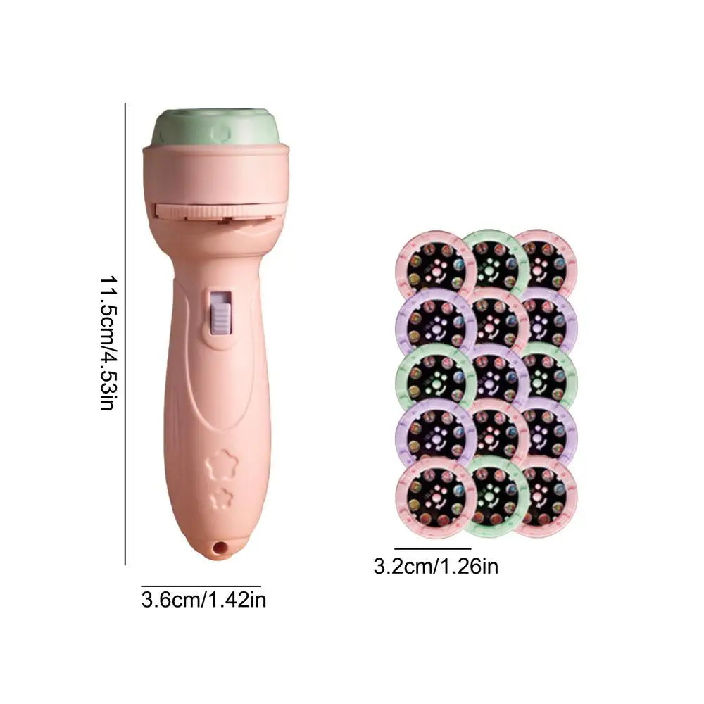 Kids Flashlight Projector 120 Patterns Projection Flashlights Fine Qme Pink