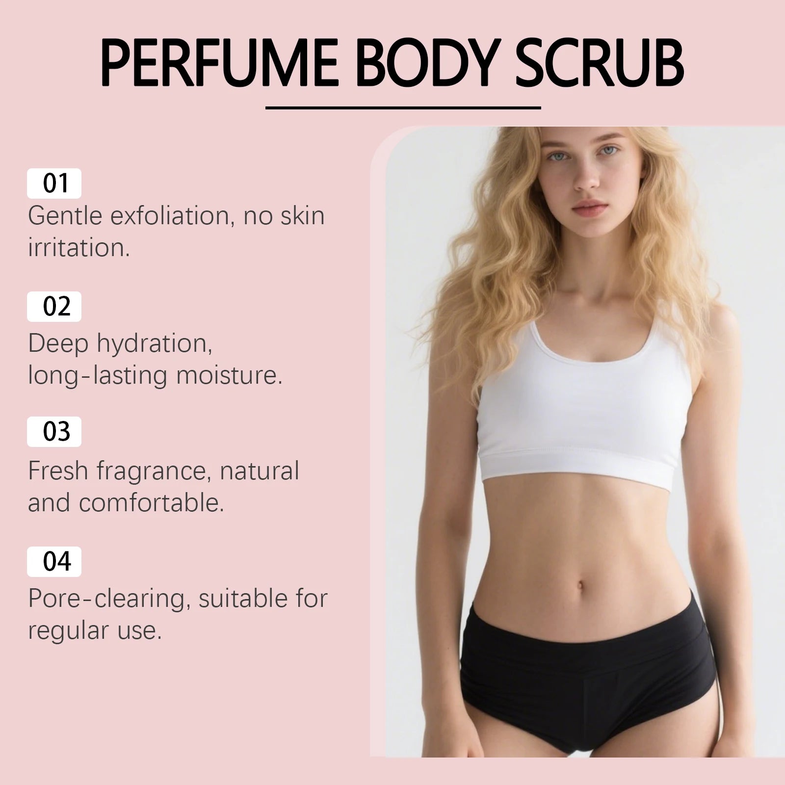 Perfume Body Scrub Hydrating Smoothing Skin Natural Exfoliating Salt Rose Coral Amber Vanilla Scent Moisturizing Cleansing Skin Qme