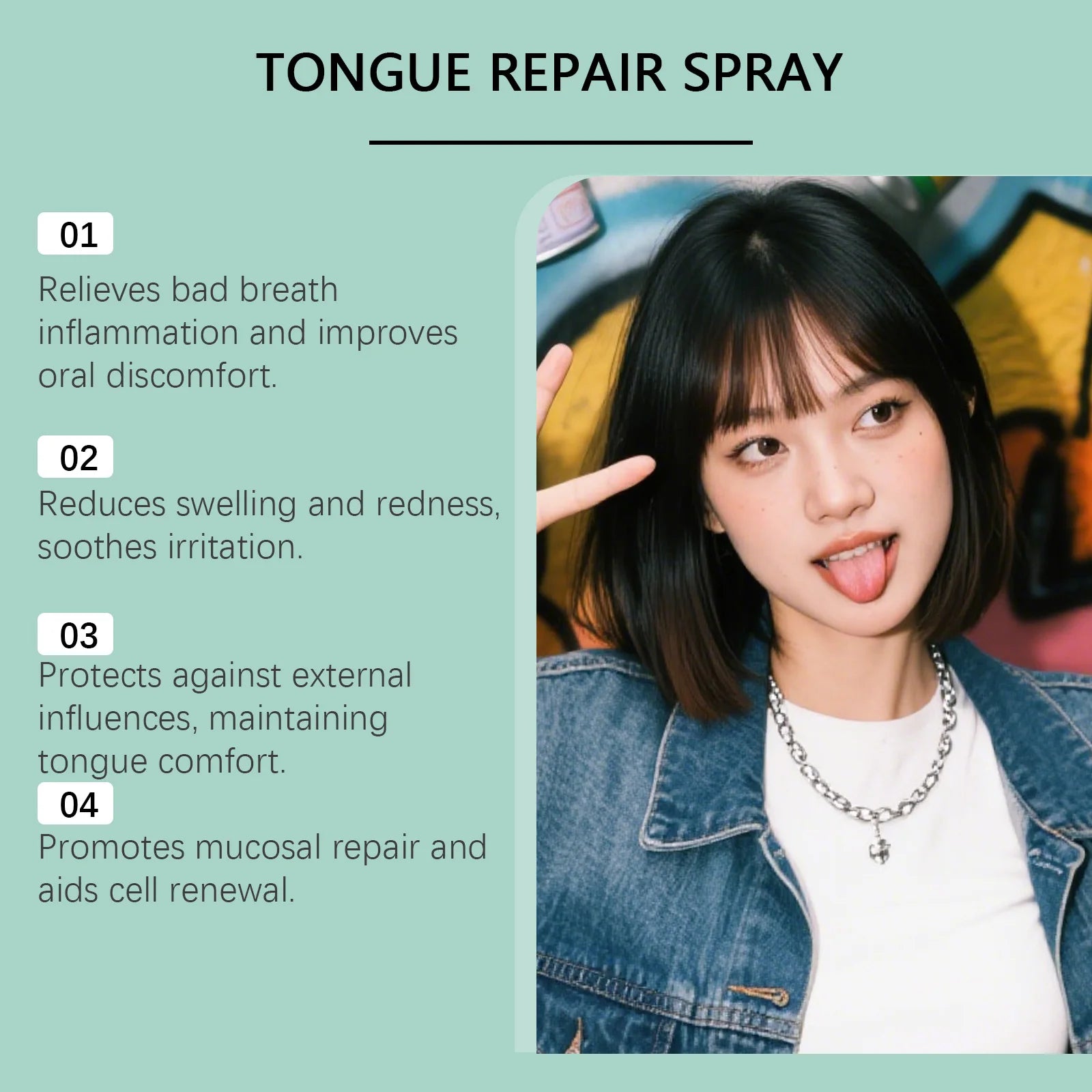 Tongue Repair Spray Reduce Inflammation Swelling Prevent Ulcers Fight Bad Breath Healthy Oral Hygiene Care Mouth Freshener Spray Qme