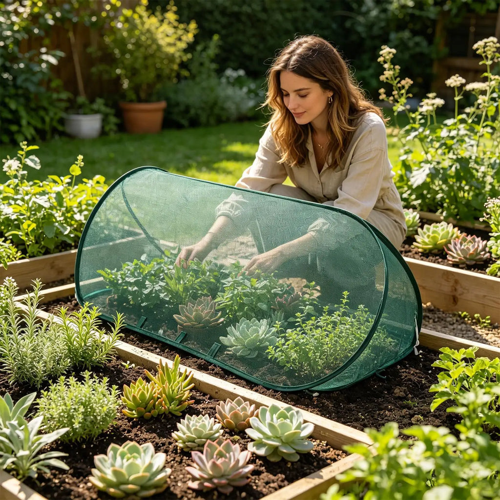 Folding Plant Protection Netting Anti-frost Pop Up Mesh Plant Cage Breathable Insect-proof Plant Shade Cover Flower Beds Qme
