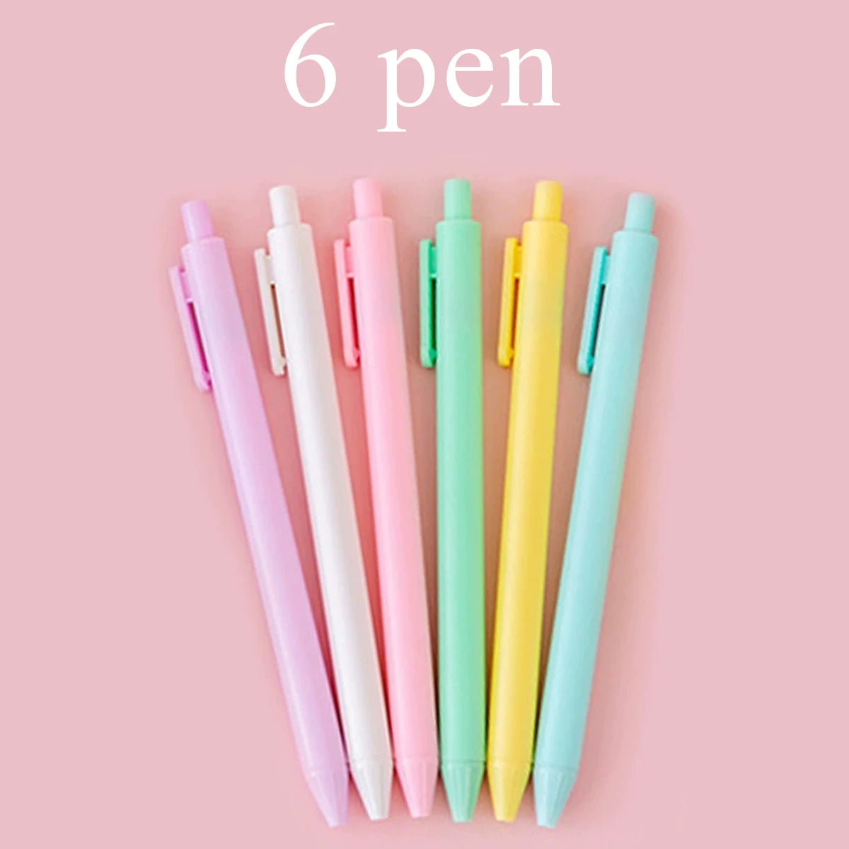 6/12 Pcs Cute Macaron Retractable Gel Pens, 0.5mm,Quick Dry Black Ink Gel Pens, Aesthetic Pens for Journaling Fine Tip Pens Qme 6 pen black