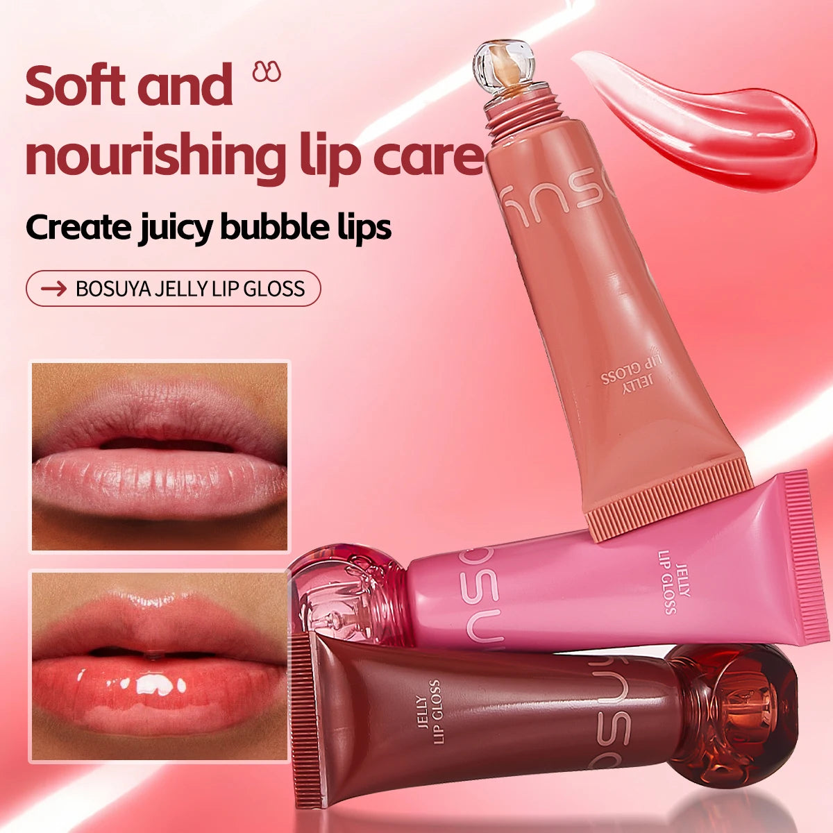 Moisturizing Jelly Lip Gloss Durable Waterproof Sweatproof Non Stick Qme