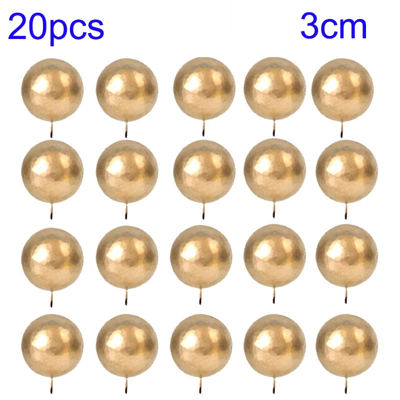 20Pcs Cake Topper Gold Silver Ball Happy Birthday Cake Topper DIY Cupcake Flag Wedding Christmas Ball Decor Birthday Decoration Qme 20pcs-Gold-3cm
