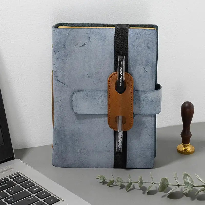 Elastic Band PU Leather Pen Holder Creative Anti-lost Notebook Clip Qme