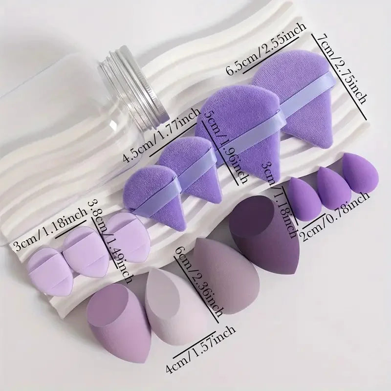 14pcs Makeup Sponge Puff Set Velvet Triangel Powder Puff Beauty Egg Mini Finger Cosmetic Puff For Loose Powder Foundation Cream Qme