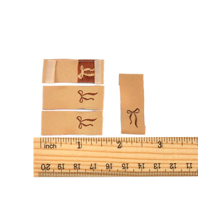 50pcs 15-38.5mm Rectangle Brown/White/Black Bow Label Embroideried Clothes Backpack Sewing Accessories Handmade Crafts c3784 Qme 2-50Pcs