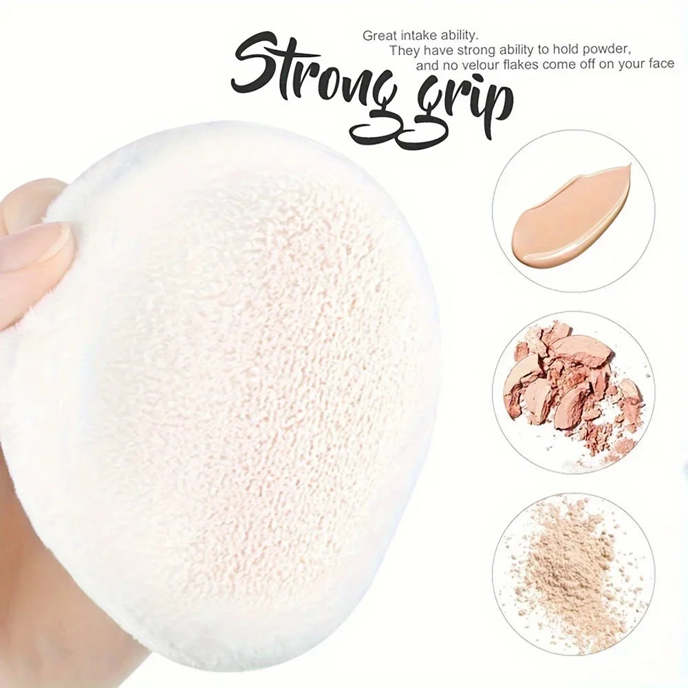 Extra-large-sized body, facial makeup pads - with satin handles, suitable for powder, application and setting foundation Qme