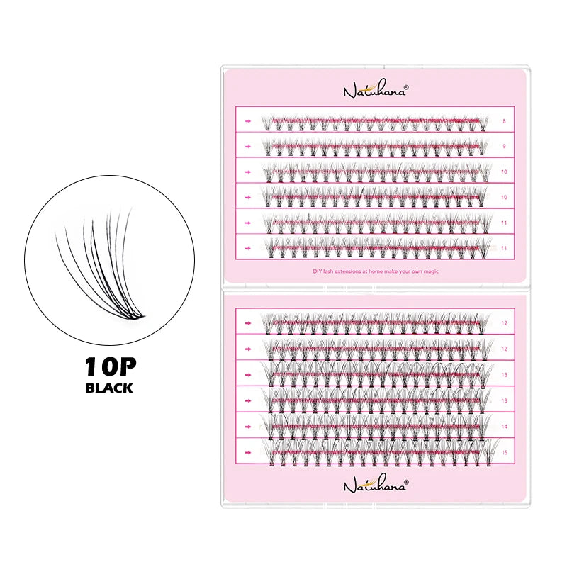 NATUHANA 20D 30D 40D 50D 60D 80D Cluster Eyelashes DIY Individual Qme 10D 12rows Mix8-15