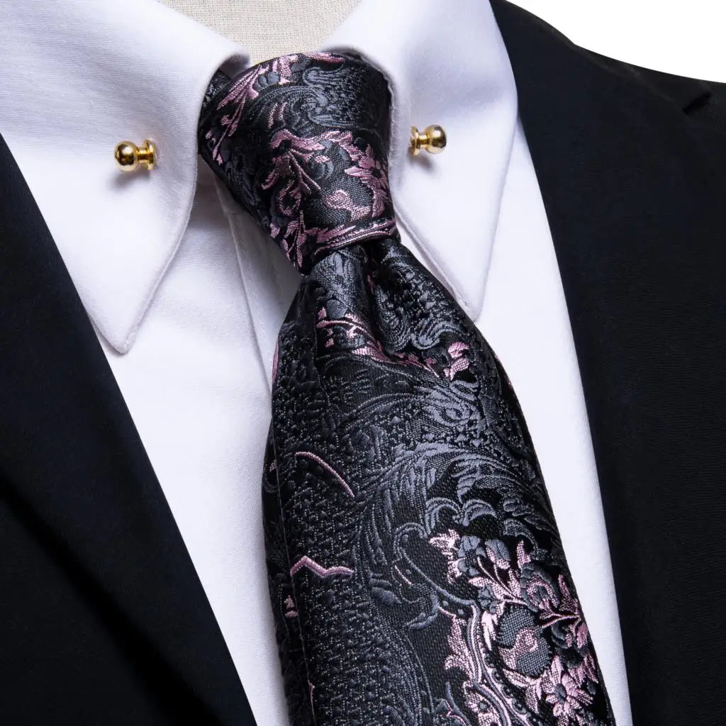 Hi-tie Luxury Teal Blue Wedding Necktie Men's Tie Glod Collar Pin Qme N-3209-CP-0001