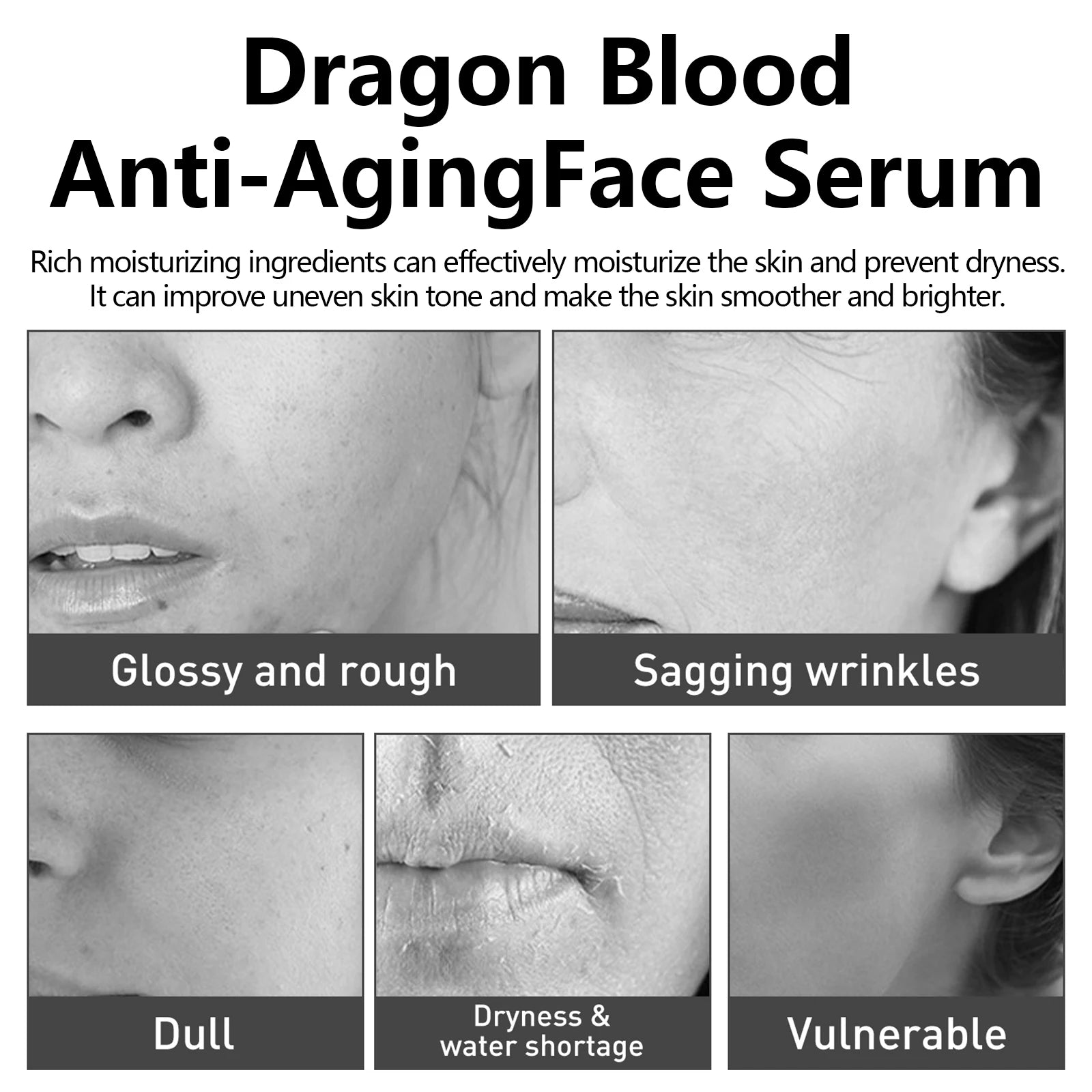 Dragon Blood Facial Serum Fade Fine Lines Lifting Firming Smooth Nourishing Brighten Face Skin Rejuvenation Essence Moisturizing Qme