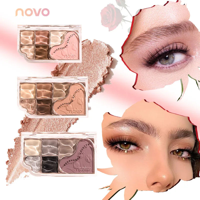 6-Color Blendable Eyeshadow Palette, Soft Smooth Fine Texture Powder Formula, Waterproof & Sweatproof, Valentine's Day gift Qme