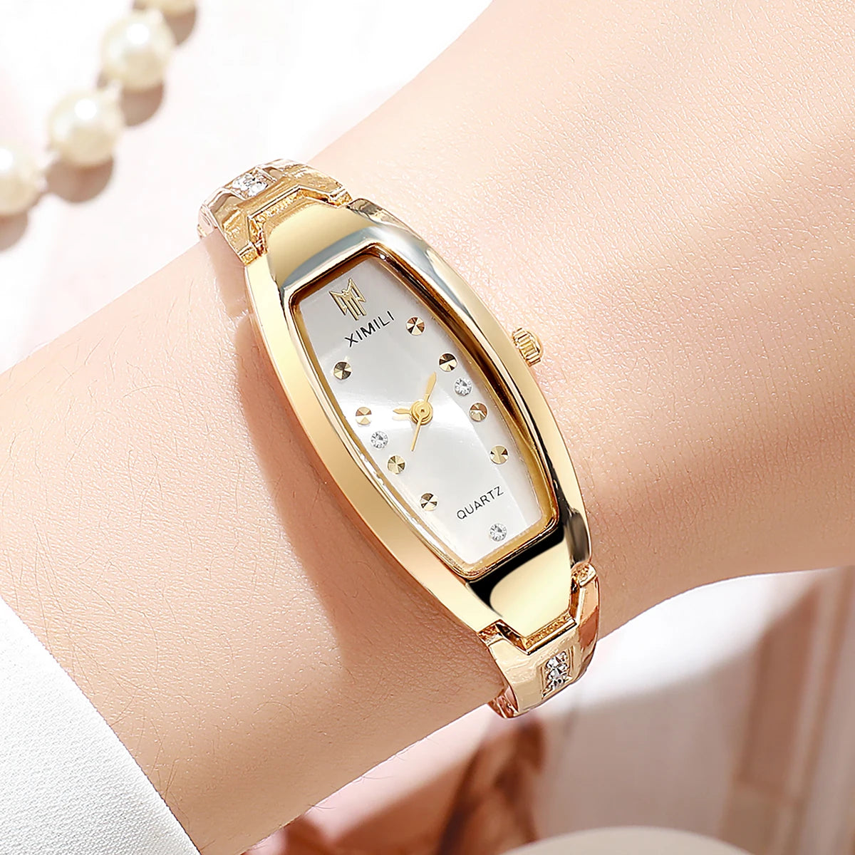 Luxo strass relógios femininos senhoras mostrador oval relógio de pulso de quartzo reloj mujer (sem caixa) Qme
