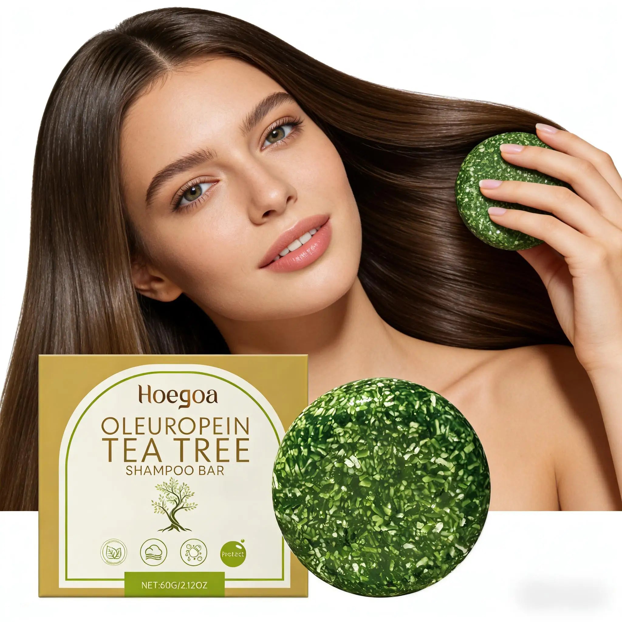 Tea Tree Oil Shampoo for Dranduff Removal Deep Cleansing the Scalp Control Oil Nourishing Repair Damaged Hair Essential Oil 60g Qme