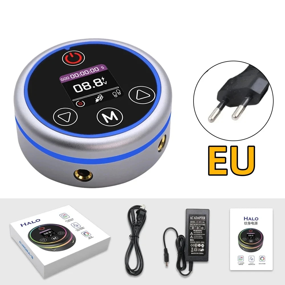 HALO Colorful PMU Permanent Makeup Mini Tattoo Power Supply Multi functional Tattoo Equipment Qme SILVER EU