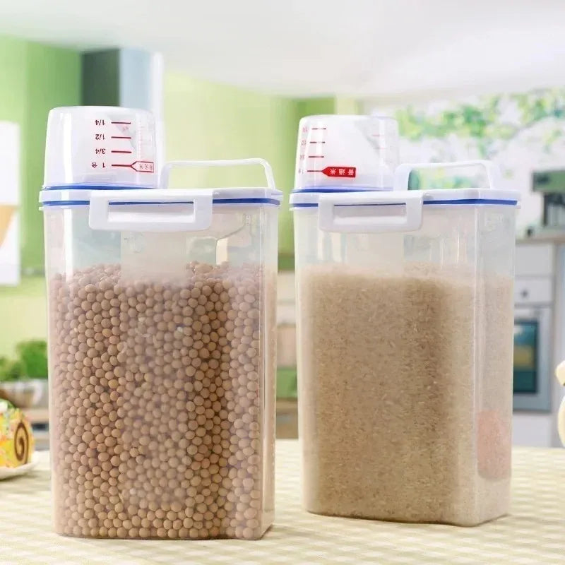 Plastic Cereal Dispenser Food Grain Rice Flour Storage Container Kitchen Household Organizer Supplies Box Storages Qme