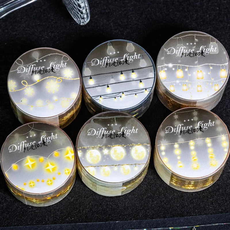 Tape 30mm*2m Small Star Lights PET Iridescent Tape - Handbook Stationery for DIY Handmade & Scrapbook Diary Decoration Qme