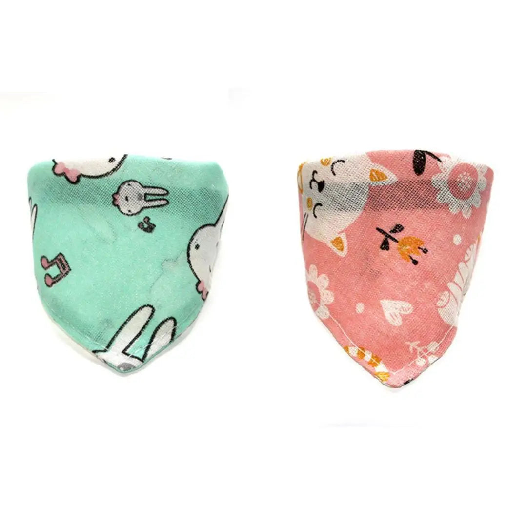 B Adorable Triangle Pet Drool Bib Without Collar Water Absorbing Reusable Cloth Practical Feeding Bib For Dogs And Kittens Qme 2pcs Green Pink XL