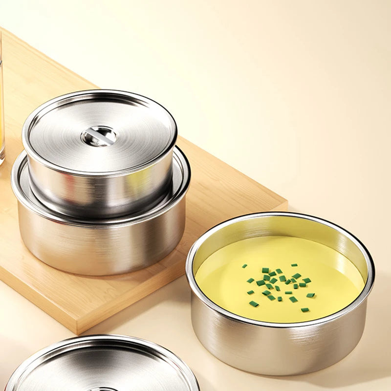 Stainless Steel Steamed Egg Bowl Ramen Rice Fruit Salad Stew Bowls Qme
