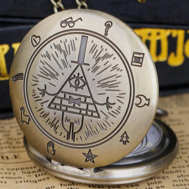 Bronze Strange Vintage Quartz Pocket Watches Necklace Steam Punk Pendant Mens Women Pocket FOB Watch Halloween Gifts Qme