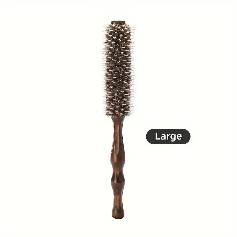 Wooden Handle Hair Curling Comb Ergonomic Design Durable Bristles Qme L