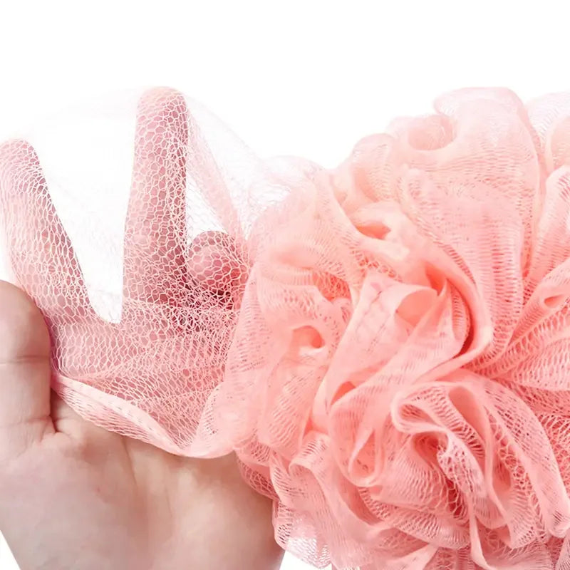 Colorful Mesh Pouf Shower Sponge With Loofah And Shower Ball Soft And Gentle On Skin Perfect For Bathing And Showering Qme