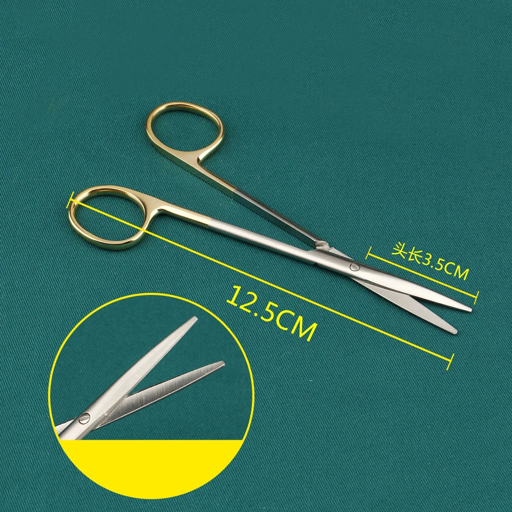 Gold Handle Blunt Scissors Nose Plastic Equipment Cosmetic Surgery Qme