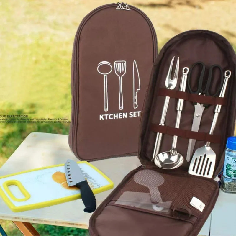 Camping Travel Cooking Utensils Organizer Bag Portable Pouch BBQ Camp Qme