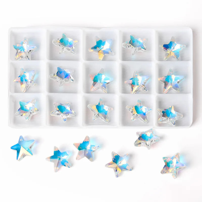 AB Color Shiny Crystal Charms Pendants Loose Beads for Necklace Bracelet Earring DIY Crafting Jewelry Accessory Making Supplies Qme 20x20mm-12pcs