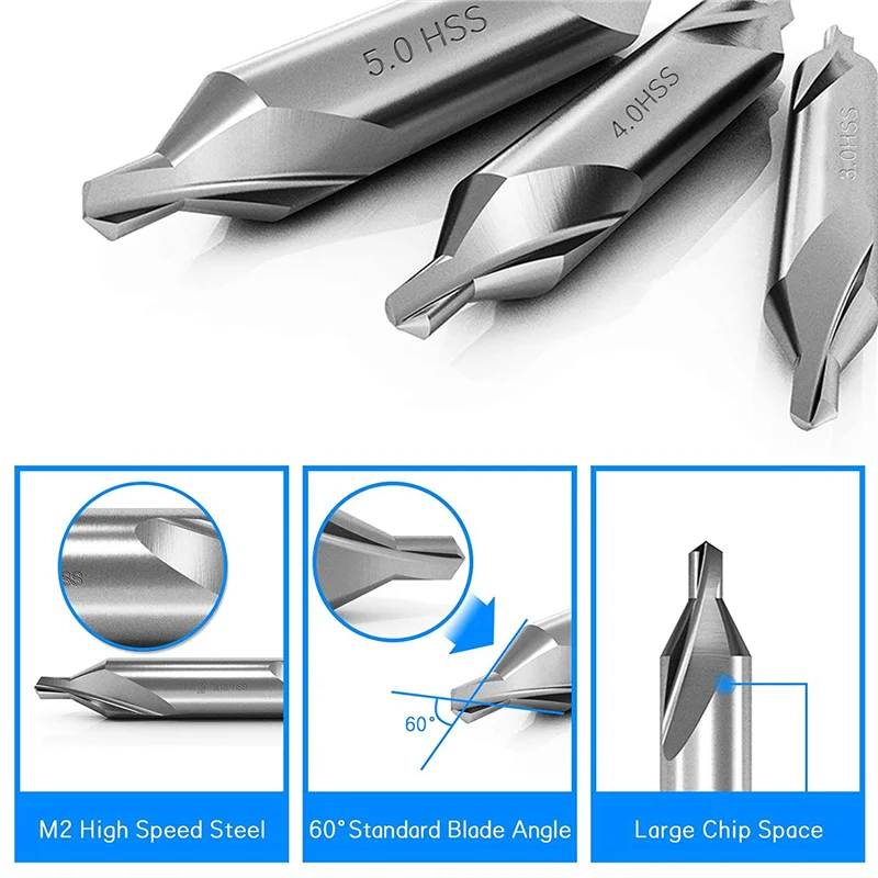 A02F-35 Pcs Center Drill Bits Set 60-Degree Angle Center Drill Bits Kit Countersink Tools For Lathe Metalworking Qme