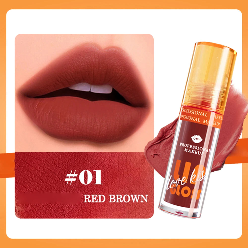 Matte Lip Gloss Berry Scheme Waterproof Sweat Proof Non Stick Cup Not Qme 01 RED BROWN