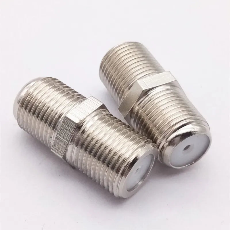 50pcs F-Type all copper Adapter Coupler Connector Female F/F Jack RG6 Coax Coaxial Cable Wrie Line SMA RF Coax Connector Plug Qme zinc alloy 50pcs
