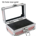 25/40/50 Holes Nail Drill Bits Stand Holder Case Empty Storage Box Milling Cutter Display Container Accessories Acrylic Cover Qme 50Holes rose gold