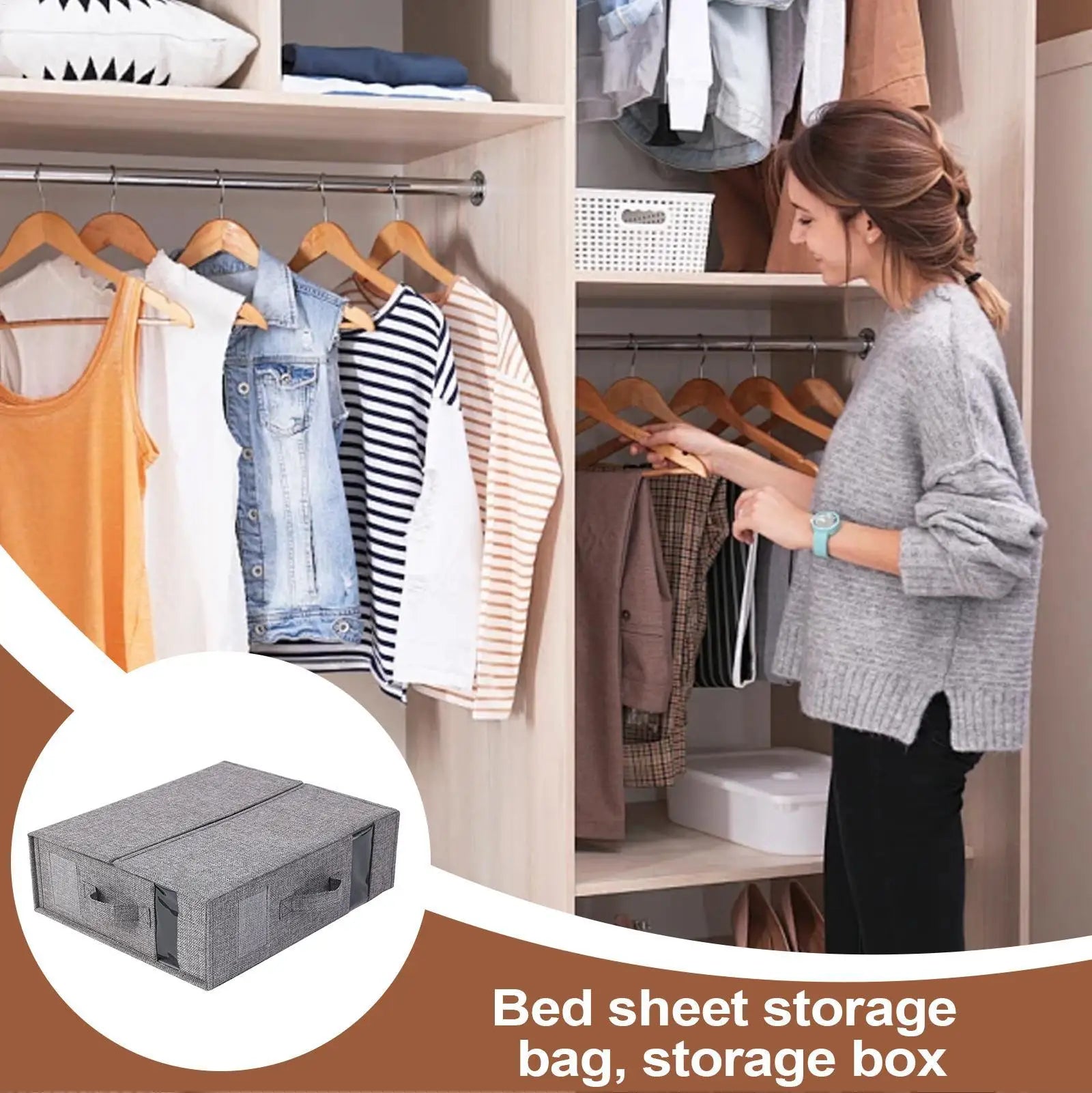 Bed Sheet Storage Sheets Organizer For Linen Closet Foldable Fabric Box Bedding Bag For Closet Bedroom Moving Apartment Dorm Qme