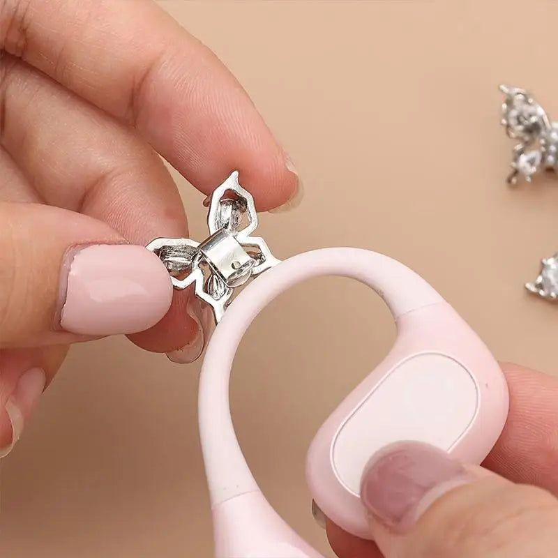 Ear Clip Earrings Butterfly Beaded Shining Decorations Earphone Easy Qme