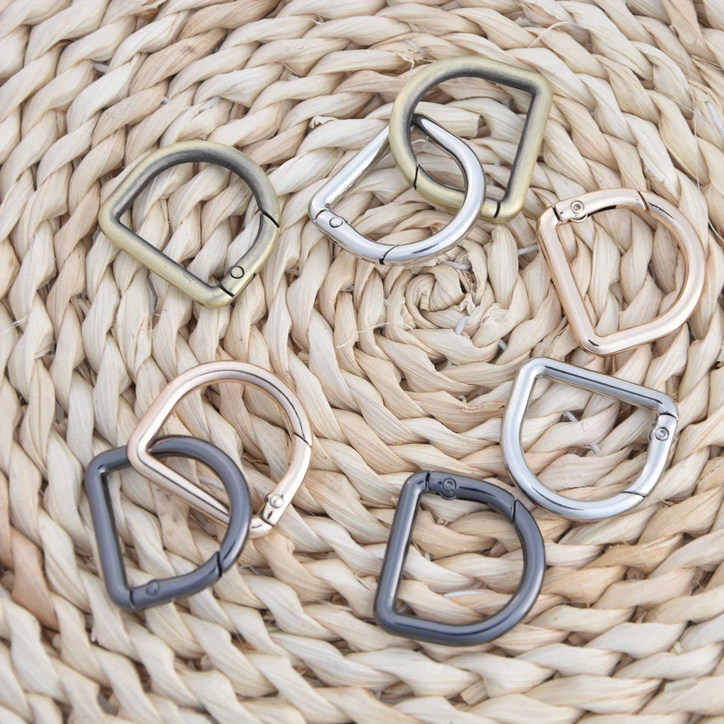 Spring Open D Ring Buckle Zinc Alloy Snap D Ring Clasp DIY Bag Hardware Accessories For Purse Handbag Strap Connect Hook Qme