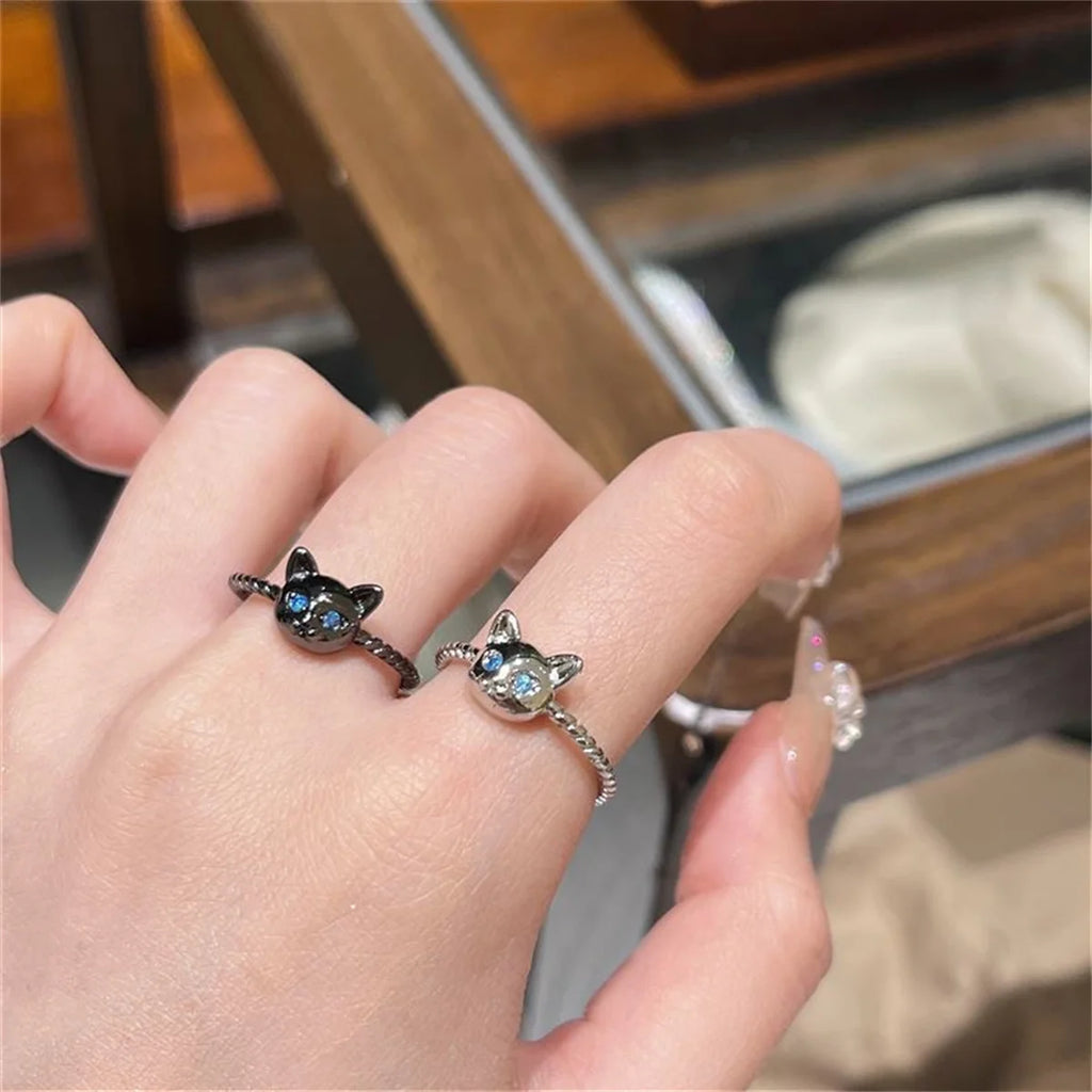 New Fashion Cat Open Finger Rings Ins Hip Hop Animal For Women Couple Wedding Rings Ins Girl Jewelry Gift Dropship Jewelry Qme