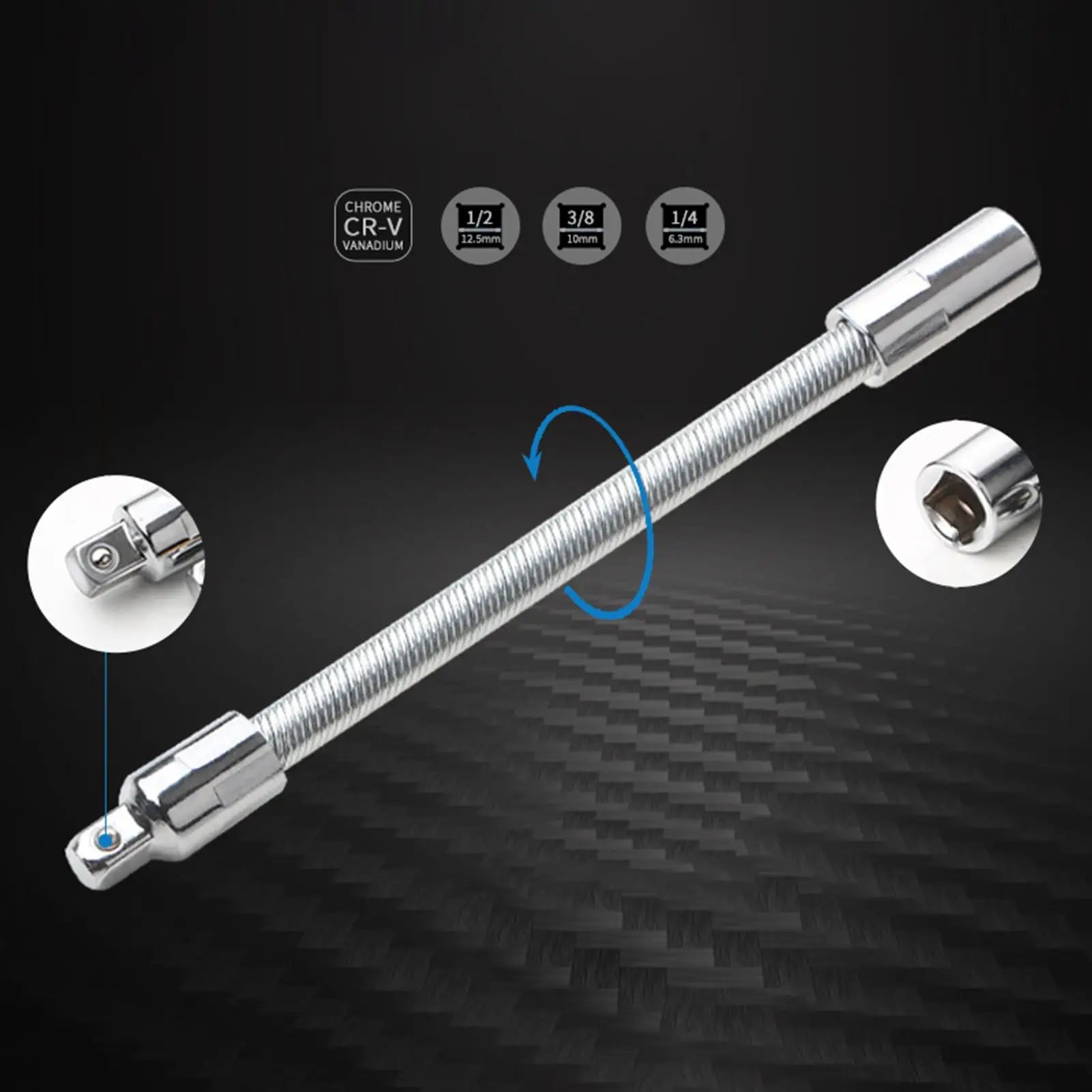 Flexible Ratchet Extension 3 Pieces Long Reach Bendable Bar Flexible Electric Wrench Connecting Rod For Home Garage Workshop Qme