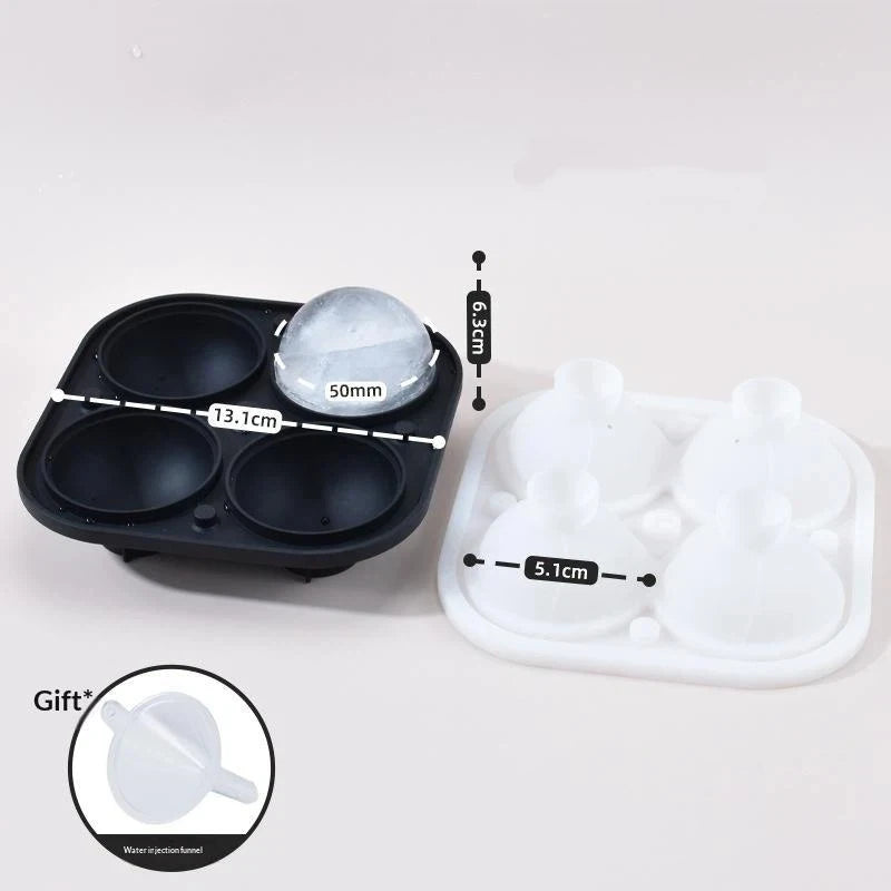 4-Hole Large Silicone Trays Big Round Sphere Ice Shape Cube Mold Tray Qme A1