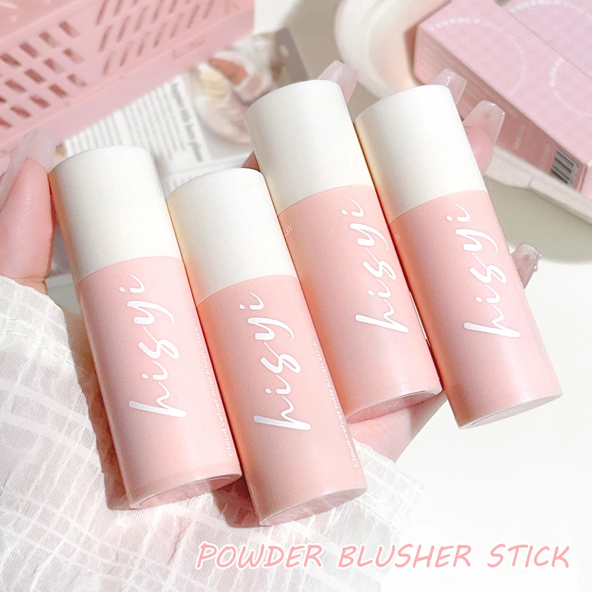 Velvet Mist Blush Stick - Vibrant and youthful, Korean style, natural long-lasting brightening, for both lips and cheeks Qme