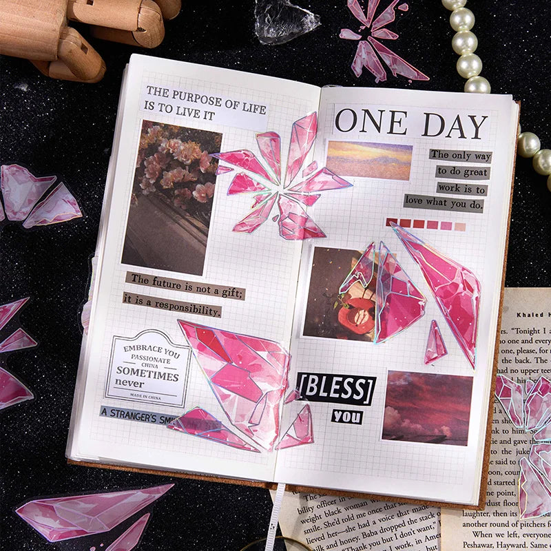 20 Sheets Broken Crystal Graffiti Stickers for DIY Scrapbook Suitcase Phone Laptop Guitar Decorative Stationery Office Supplies Qme