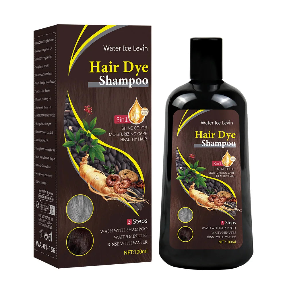 New Hair color shampoo 3 in 1 makes hair instantly from white to brown natural hair color protective sleeve for women 100ML Qme Dark brown 100ml