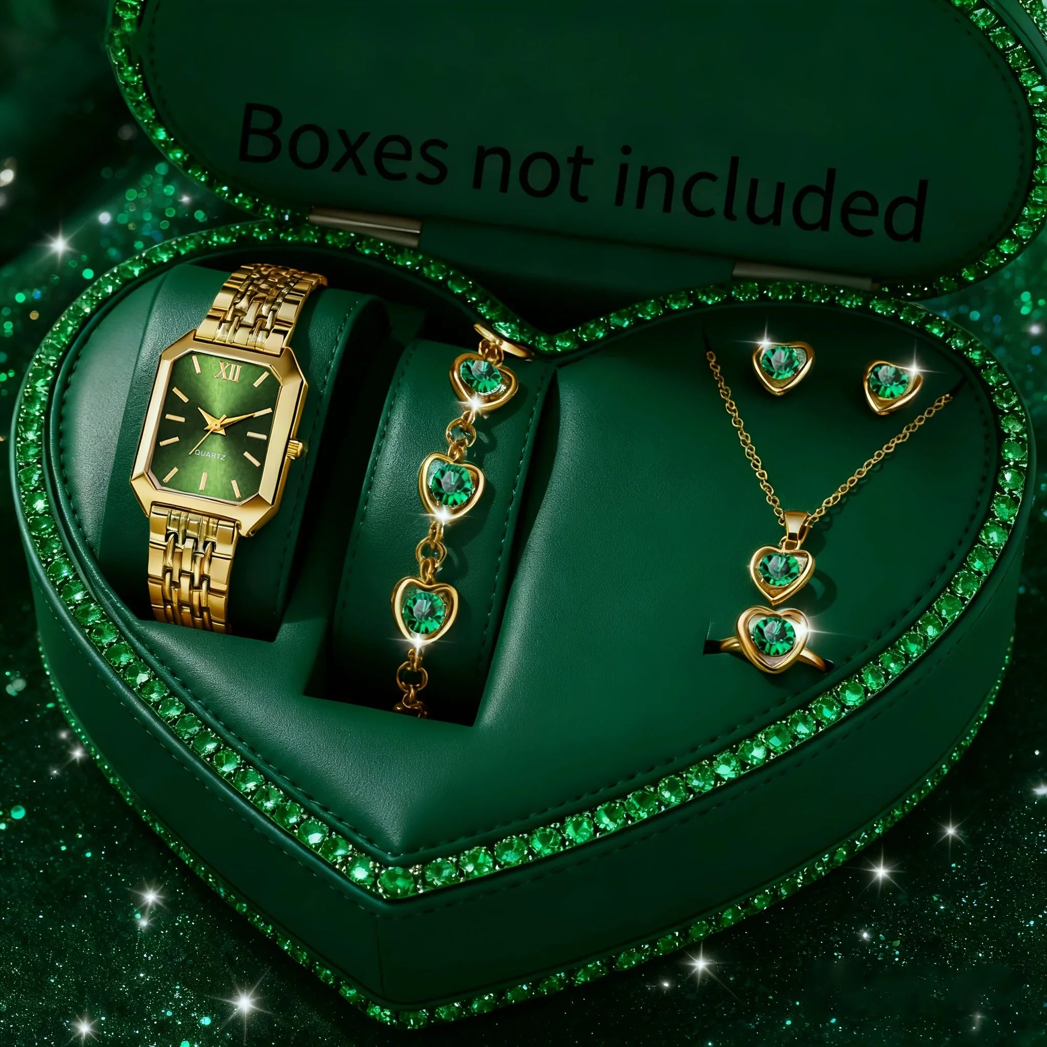 5-piece fashionable, elegant, and minimalist women's quartz wristwatch with square dial and square pendant necklace Qme