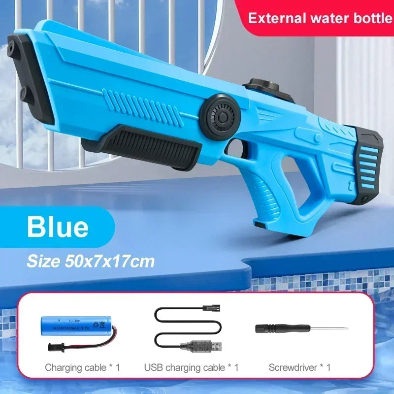 Children's Fully Automatic Water Storage Gun Large Capacity Electric Water Absorbing Toy Gun Summer Outdoor Water Toy Gift Qme Blue