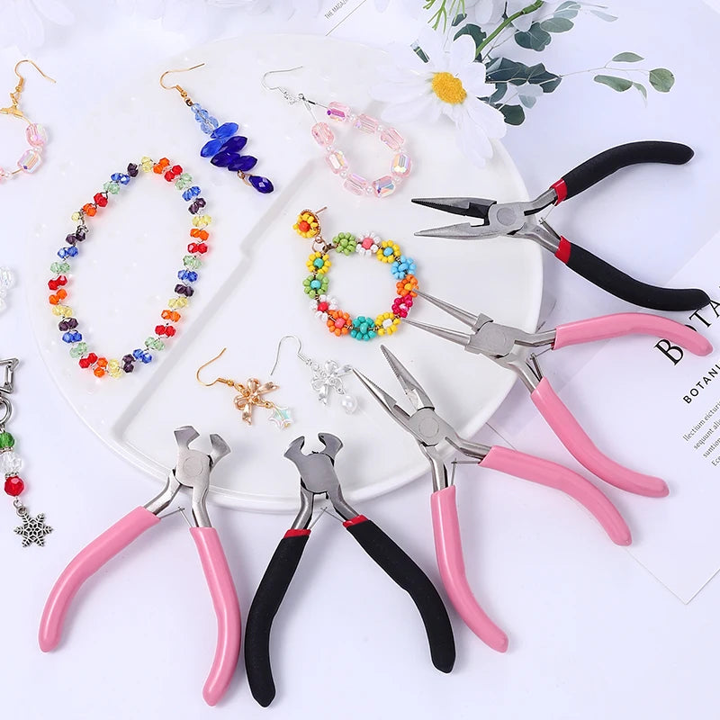 5 Packs Jewelry Pliers Set Professional Jewelry Making Tools With Needle/Round/Chain/Bent/Zipper Pliers for Repair Cut Crafting Qme