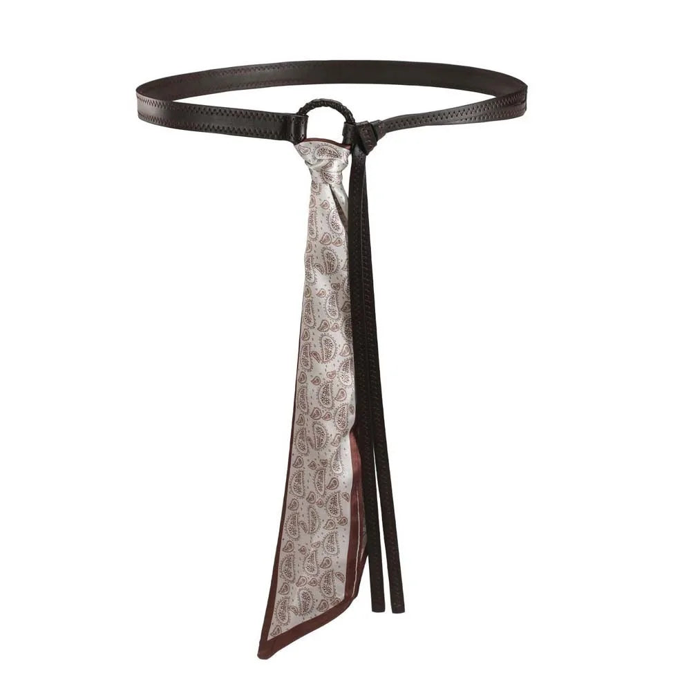 Ethnic Cashew Printed Belt Adjustable PU Retro Jacquard Waistband Qme Coffee