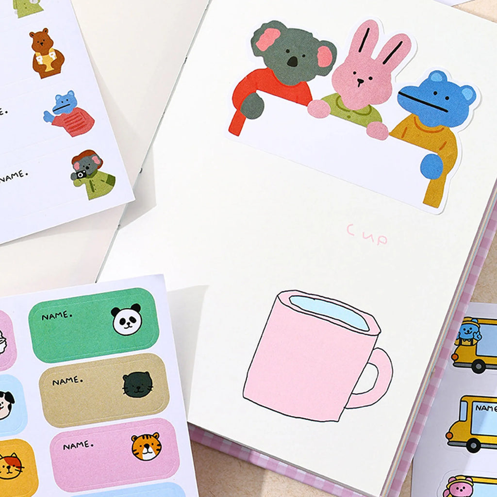 Cartoon Name Labels, Adhesive Name Stickers for Kids. Suitable for kindergarten supplies, water cups and books.Cartoon Name Labe Qme