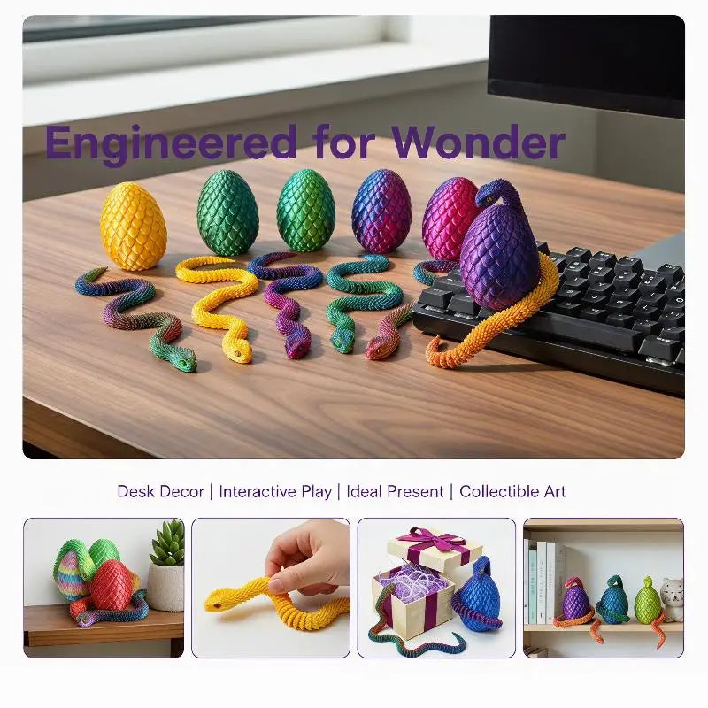 3D Printed Snake Egg Mobility Simulate Ornament Cool Funny Figurine Qme