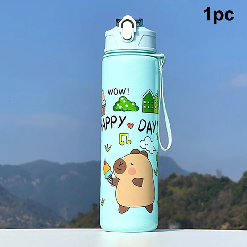 Cartoon Capybara Water Bottle Plastic Cup Portable Large Capacity Qme A3