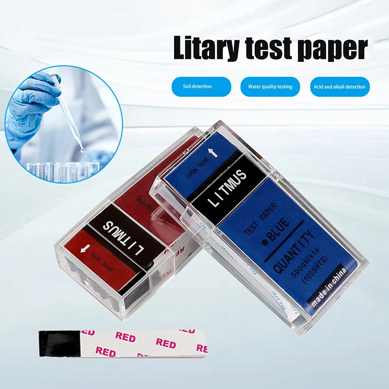 100 Strips Box PH Test Red Blue Litmus Paper Acid Alkali Water Soil Qme